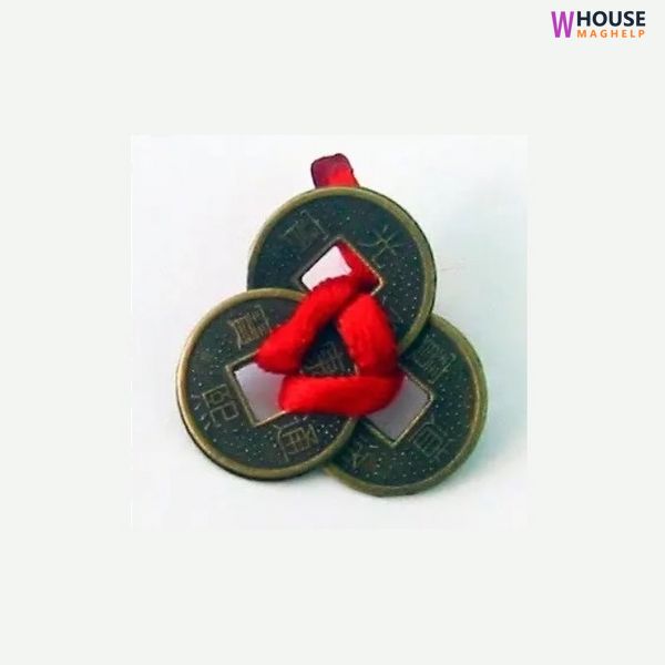 Coins (3 pcs.) (1.5 cm) in a wallet dark red ribbon