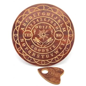 Spiritual board "OUIJA" (d=36.5 cm × 0.8 cm), quilted, different, covered with patina and varnish