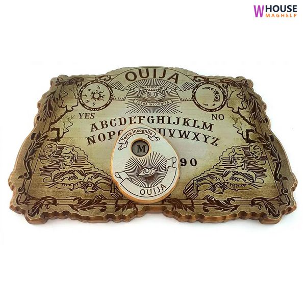 Exclusive, antique Ouija board in English (485×310×24mm). Pointer (115*95)