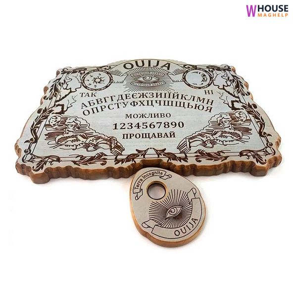 Exclusive, antique Ouija board in Ukrainian (485×310×24mm). Pointer (115*95)