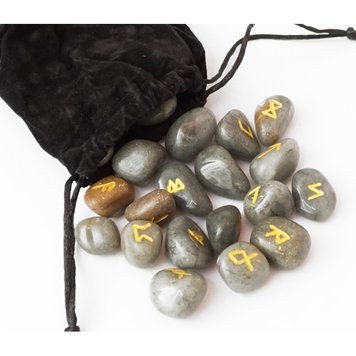 Set of runes for divination from Grey Agate