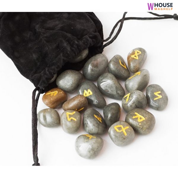 Set of runes for divination from Grey Agate