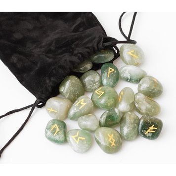 A set of runes for divination from Green Aventurine