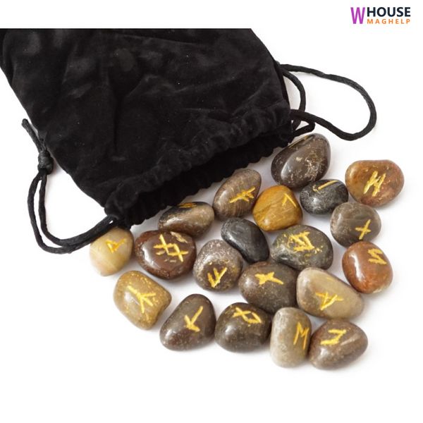 A set of runes for divination from Masquerade Agate