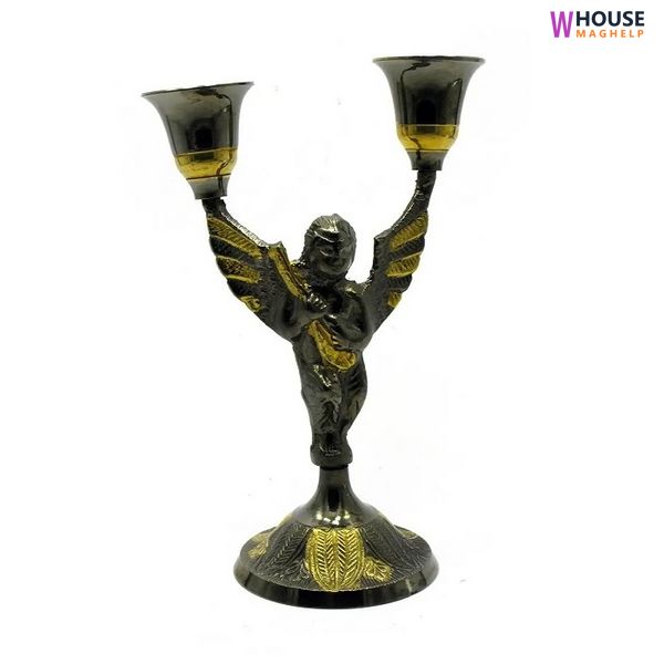 Candle holder "Angel" bronze (16x10.5x7 cm) (Candle Stand Boy 2C Antic)