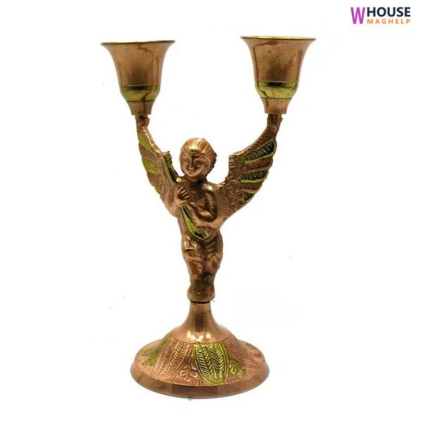 Candle holder "Angel" bronze (16x10.5x7 cm) (Candle Stand Boy 2C Copper)