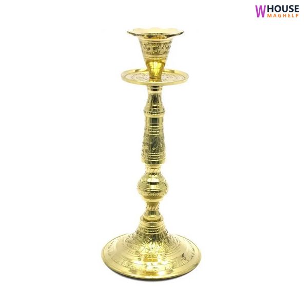 Bronze coloured candle holder (18x8.5x8.5 cm)(Candle Stand 8" P)