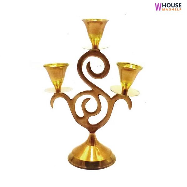 Bronze candle holder (16.5x11.5x6 cm) (Candle Stand 3C "S" Copper)