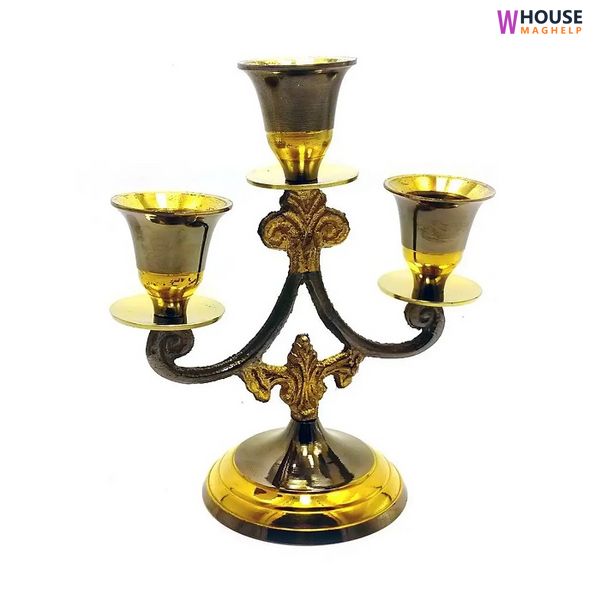 Bronze candle holder for 3 candles "Antique" (14x12x7 cm) (Candle Stand 3C Tree Antic)