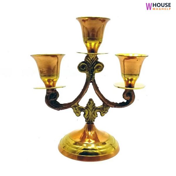 Bronze candle holder for 3 candles (14x12x7 cm) (Candle Stand 3C Tree Copper)