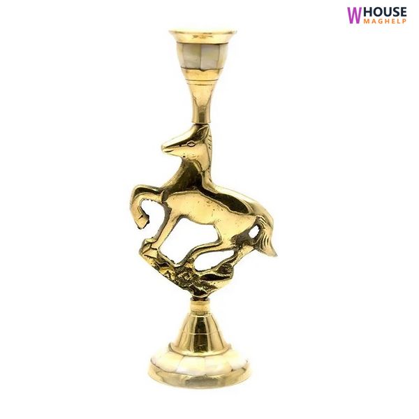 Bronze candlestick with mother-of-pearl "Horse" (14.5x9x5.7 cm)