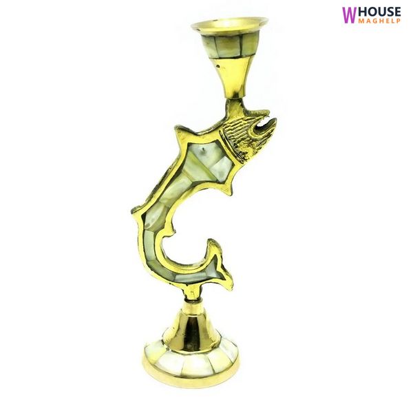 Bronze candlestick with mother-of-pearl "Fish" (17x6x6 cm)