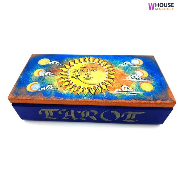 Tarot card box ‘Moon-Sun’ (200*100*55cm), solid wood, hand painted