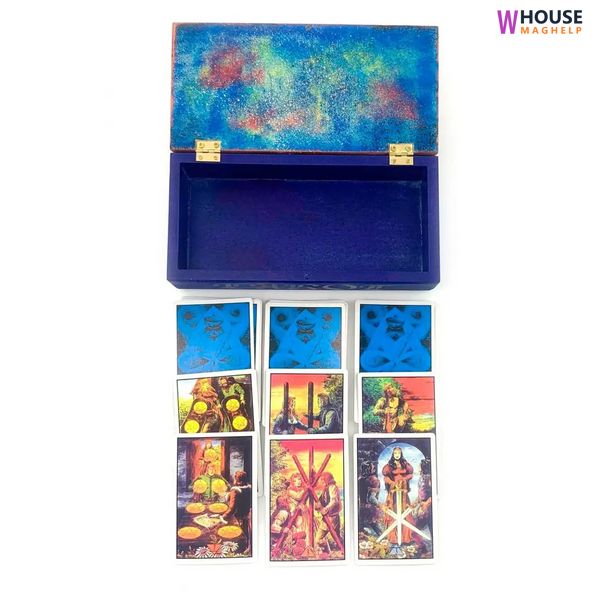 Tarot card box ‘Moon-Sun’ (200*100*55cm), solid wood, hand painted